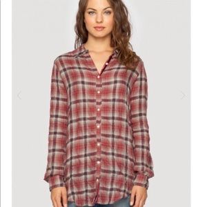 Johnny Was 3J Workshop Flannel & Velvet Embroidered Tunic Long Sleeves